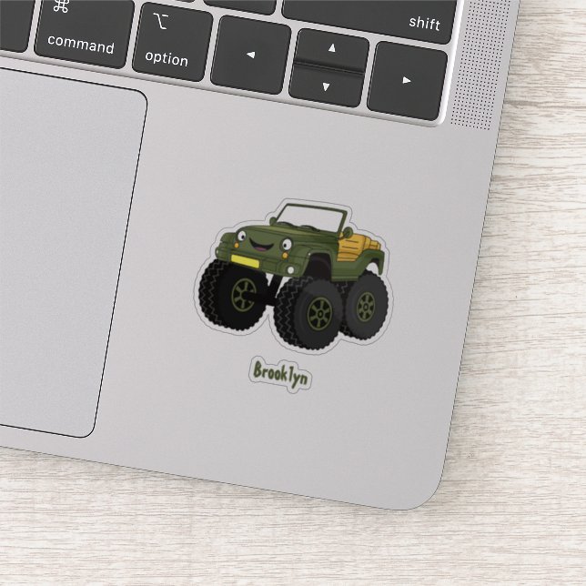 Adesivo Ilustração de desenho de um caminhão monstro verde (Detalhe)