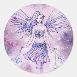 Adesivo Ilustração de Fada Azul Roxa Astralina Fofa