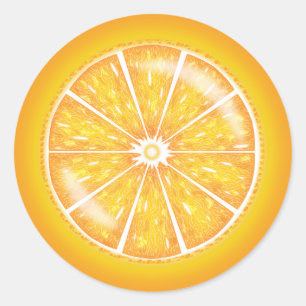 Adesivo Ilustração de Fatia de Fruta Cítrica Laranja