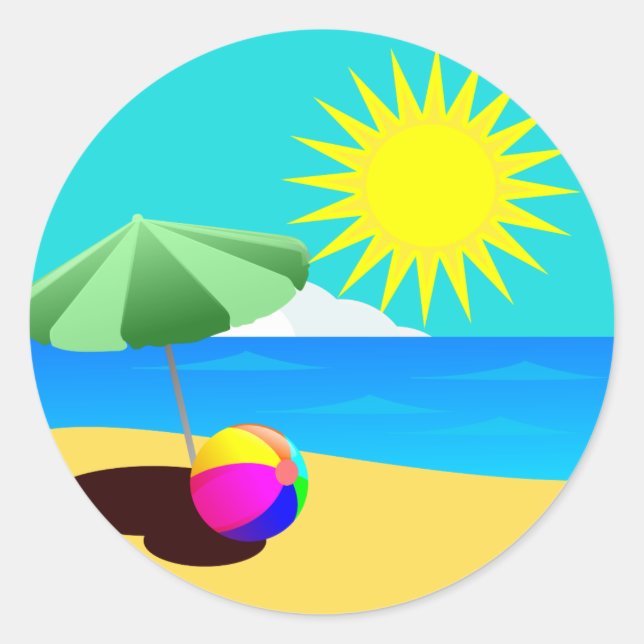 Adesivo Ilustração de Férias na Praia (Frente)