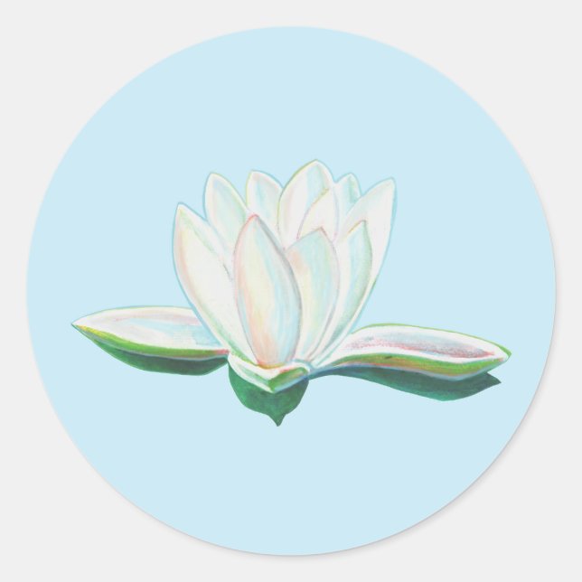 Adesivo Ilustração de Flor de Lotus Branco (Frente)