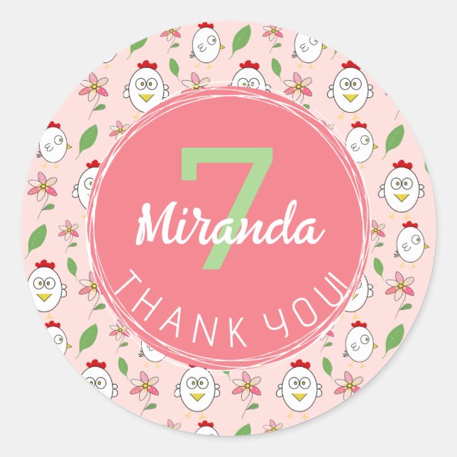 Adesivo Ilustração de Galinha de Cartoon Bonito (Frente)