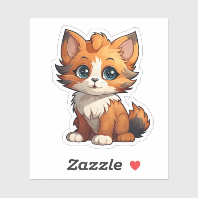 Adesivo Ilustração de gato animado (Folha)