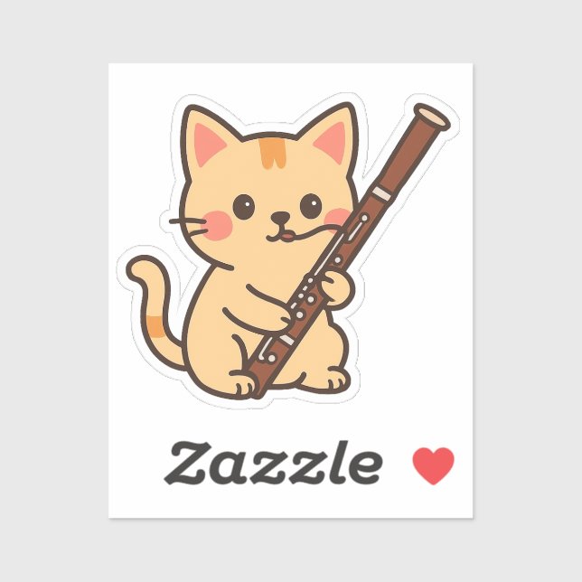 Adesivo Ilustração de Gato com Fagote (Folha)