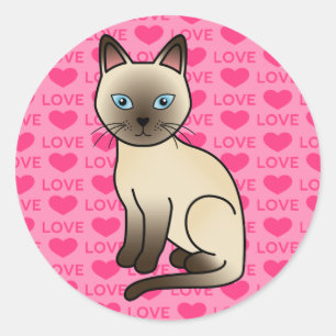 Adesivo Ilustração de Gato da Raça Tonkinês de Casaco Cham