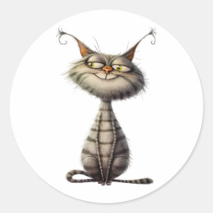 Adesivo Ilustração de Gato de Grinação de Cinzas Whimsical