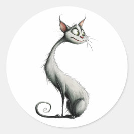 Adesivo Ilustração de Gato de Pescoço Longo Branco Whimsic