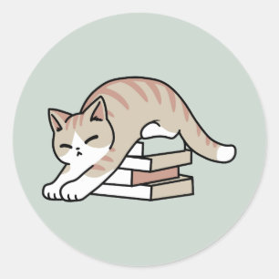Adesivo Ilustração de Gato do Livro ao Longo - Enrolada e 