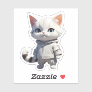 Adesivo Ilustração de Gato legal e Adorável
