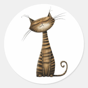 Adesivo Ilustração de Gato Marrom Whimsical