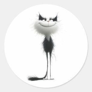 Adesivo Ilustração de Gato Preto Branca com Gratificação B