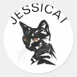 Adesivo Ilustração de Gato Preto Geométrico