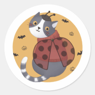 Adesivo Ilustração de Halloween: Gato de Ladybug