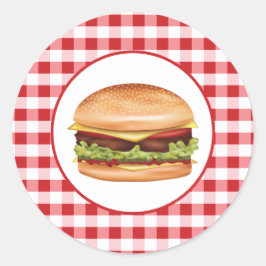 Adesivo Ilustração de Hambúrguer Fast Food em Xadrez Verme