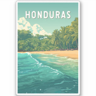 Adesivo Ilustração de Honduras Viagem Arte Vintage