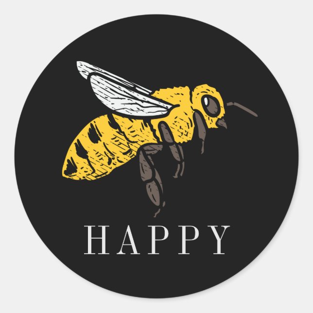 Adesivo Ilustração de Insetos Personalizados da Bee Happy (Frente)