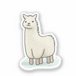 Adesivo Ilustração de Lama Bonita - Lama Adorável e Calma