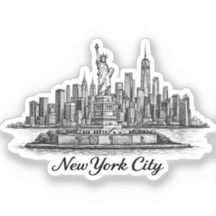 Adesivo Ilustração de Linha do Horizonte de Nova York