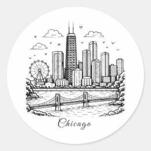 Adesivo Ilustração de linha preta de Chicago