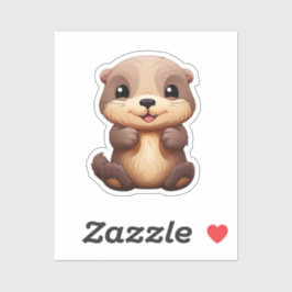 Adesivo Ilustração de lontra de desenho animado