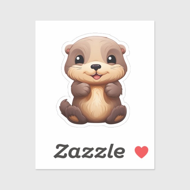 Adesivo Ilustração de lontra de desenho animado (Folha)