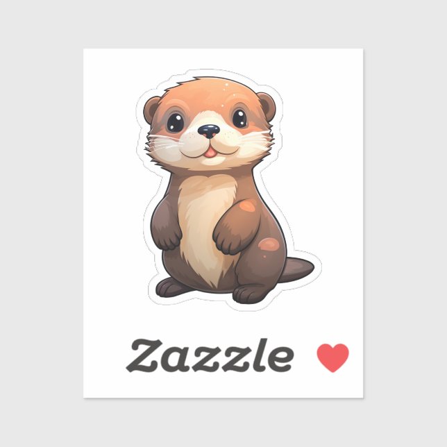 Adesivo Ilustração de lontra de desenho animado (Folha)