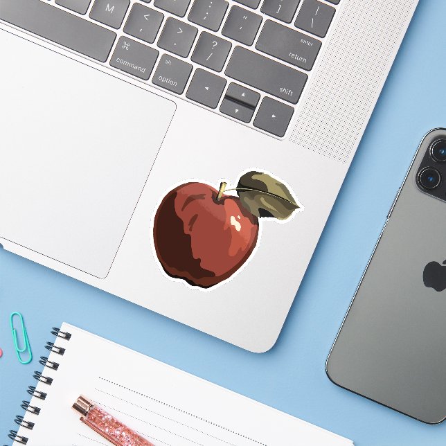 Adesivo Ilustração de maçã vermelha (Notebook com iPhone)