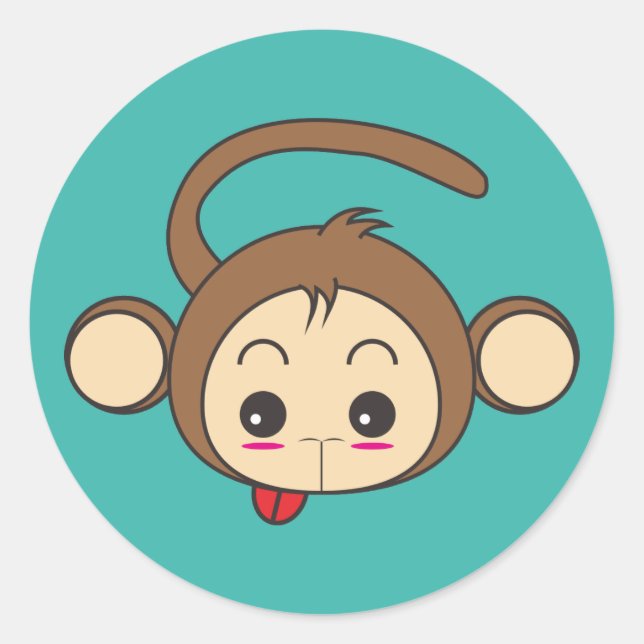 Adesivo Ilustração de macaco Kawaii Cute (Frente)