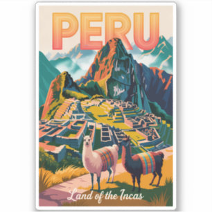 Adesivo Ilustração de Machu Picchu no Peru Arte de Viagem 