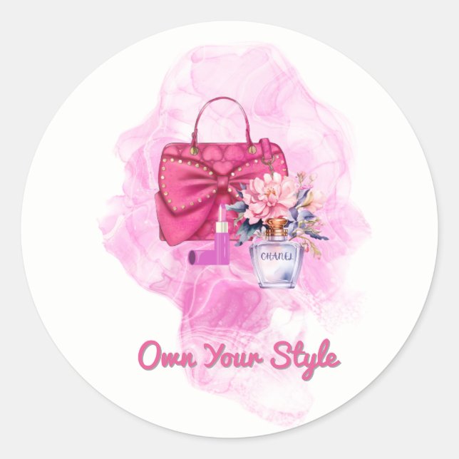 Adesivo Ilustração de Moda Floral de Alça Rosa (Frente)