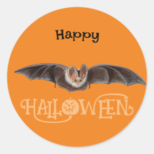 Adesivo Ilustração de Morcego Pipistrellus Feliz Halloween