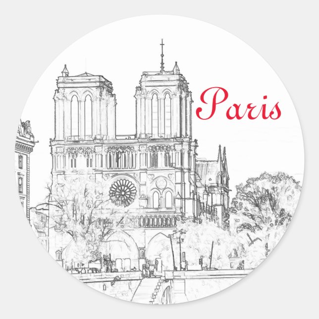 Adesivo Ilustração de Notre Dame de Paris (Frente)