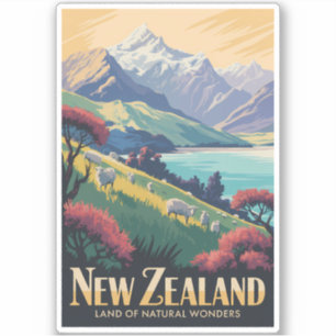 Adesivo Ilustração de ovelha da Nova Zelândia, arte de via