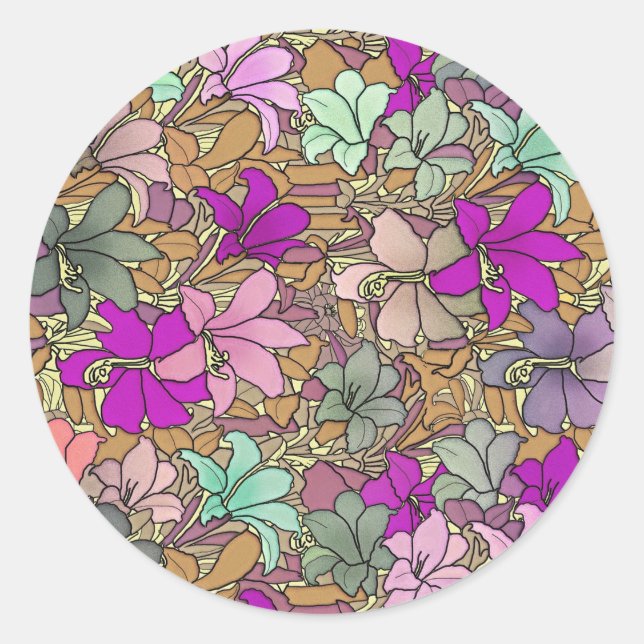 Adesivo Ilustração de Padrão Floral Vintage (Frente)
