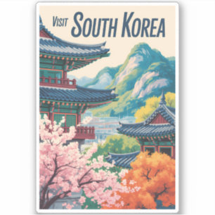 Adesivo Ilustração de Paisagem da Coreia do Sul Arte de Vi