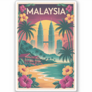 Adesivo Ilustração de Paisagem da Malásia Arte de Viagem V