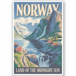 Adesivo Ilustração de Paisagem da Noruega Arte de Viagem V