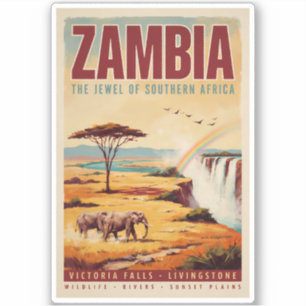 Adesivo Ilustração de paisagem da Zâmbia Arte de viagem vi