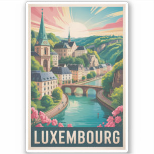Adesivo Ilustração de Paisagem de Luxemburgo Arte de Viage