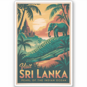 Adesivo Ilustração de Paisagem de Sri Lanka Arte de Viagem