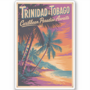 Adesivo Ilustração de Paisagem de Trinidad e Tobago Viagem