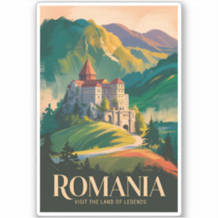 Adesivo Ilustração de Paisagem do Castelo da Romênia Arte 