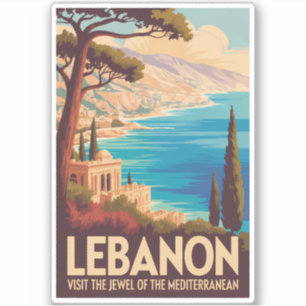 Adesivo Ilustração de Paisagem do Líbano Arte de Viagem Vi