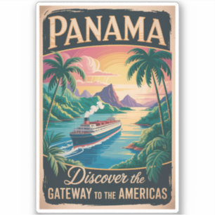 Adesivo Ilustração de Paisagem do Panamá Arte de Viagem Vi