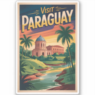Adesivo Ilustração de Paisagem do Paraguai Arte de Viagem 