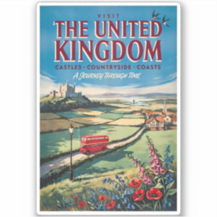 Adesivo Ilustração de Paisagem do Reino Unido Viagem Arte
