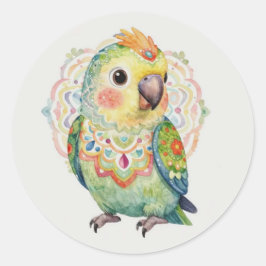 Adesivo Ilustração de Papagaio de Arte Popular Decorativa