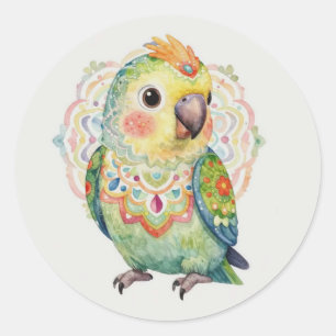 Adesivo Ilustração de Papagaio de Arte Popular Decorativa