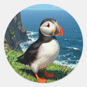 Adesivo Ilustração de Papagaio-do-mar à Beira-mar