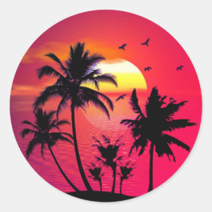 Adesivo Ilustração de Pássaros Sunset Palm em Summer Be